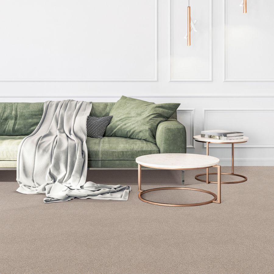 living room with carpet and couch